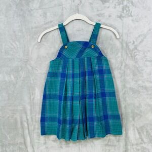 Vintage Good Lad of Philadelphia Girls Size 6 Jumper Dress Green Plaid Pleated
